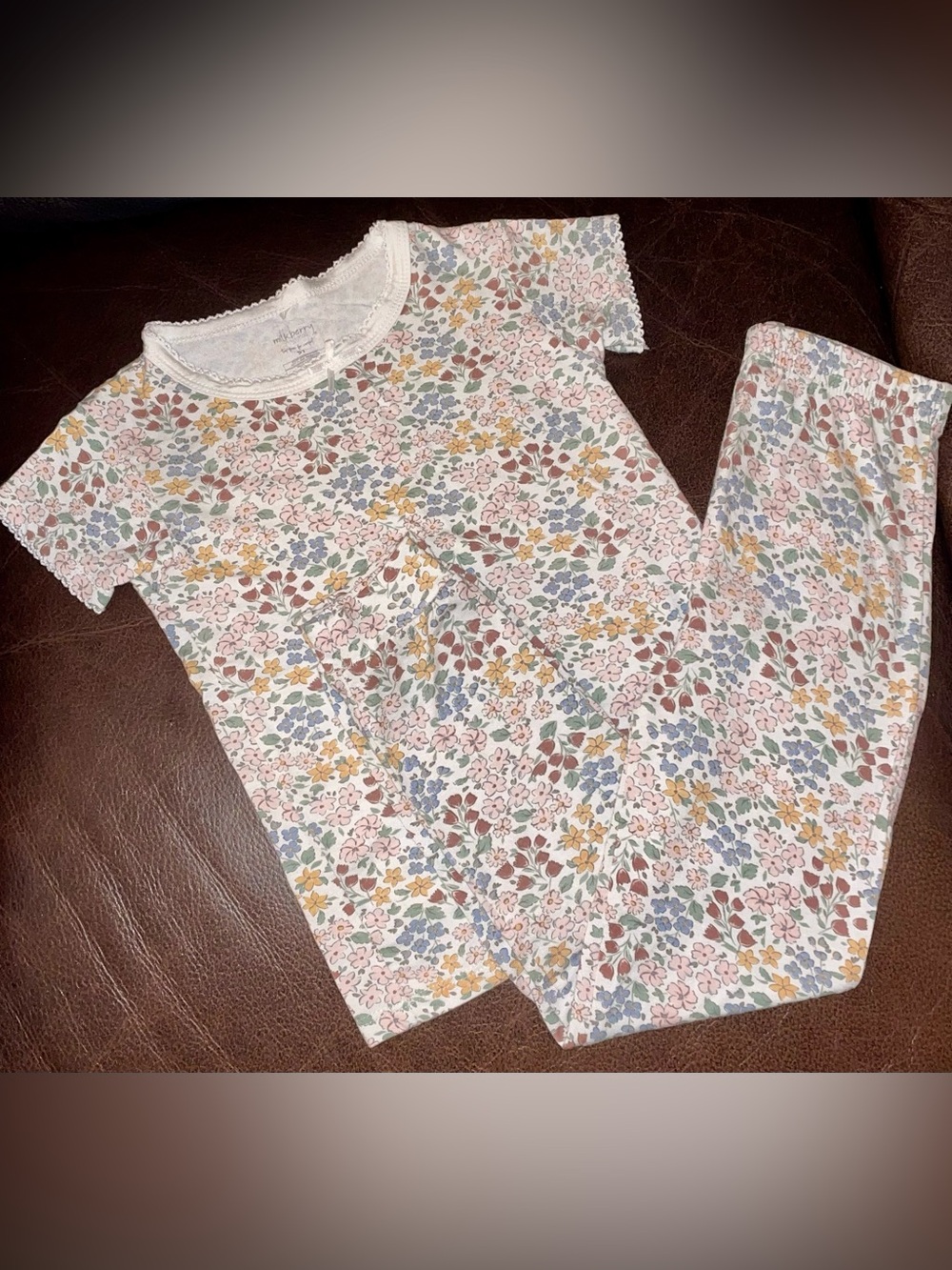 New! NWOT Milkberry Girls 2pc Bamboo Floral Pajama Set SZ 5T